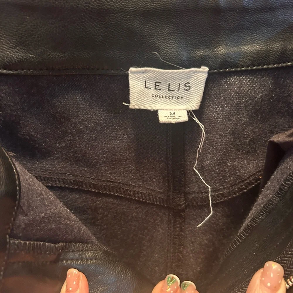 Anthropologie Le Lis Black Vegan Leather Wide-Leg Pants Medium - Picture 4 of 6